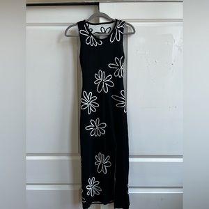 Midi dress with open back and leg slit